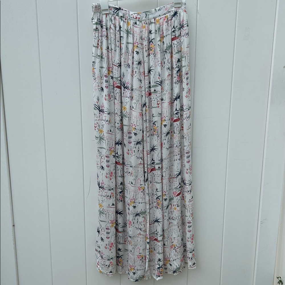 Blue Rain Mediterranean themed Maxi skirt Medium